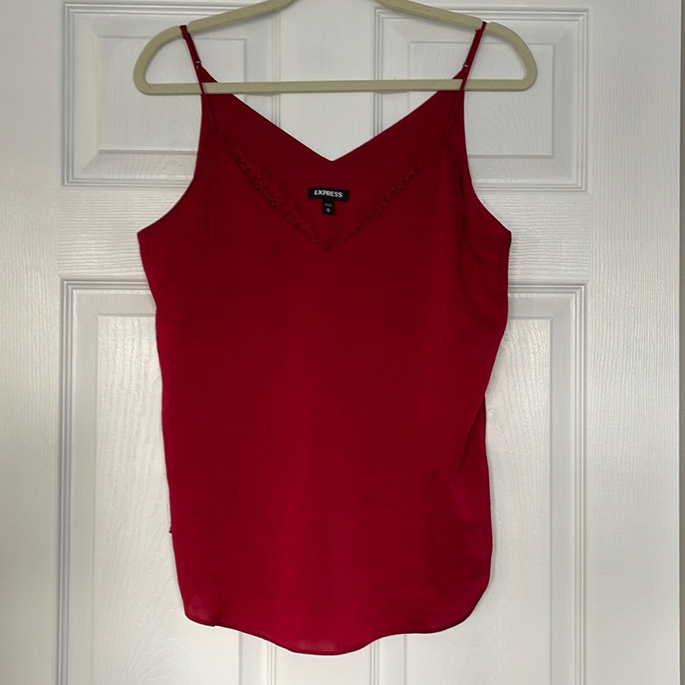 Express V Neck Cami, Size M, Red